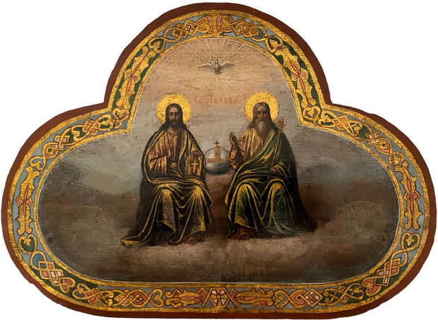 Икона фигурная Троица новозаветная Сопрестолие 19 век