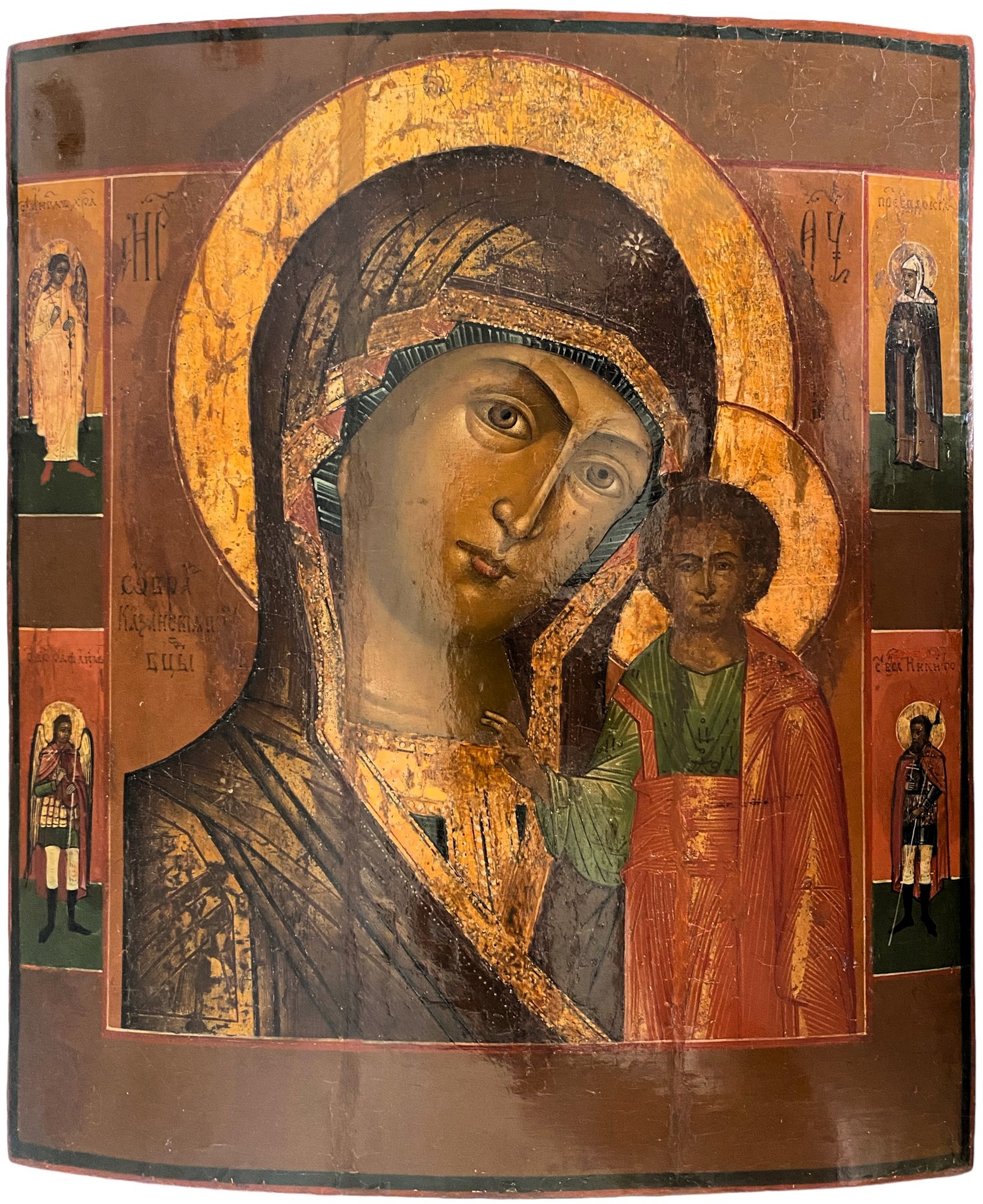 Икона Богородица Казанская с палеосными святыми 19 век