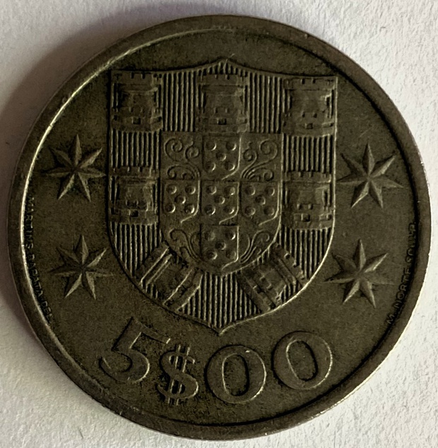 Иностранная монета Португалия 5 долларов 1967 год корабли