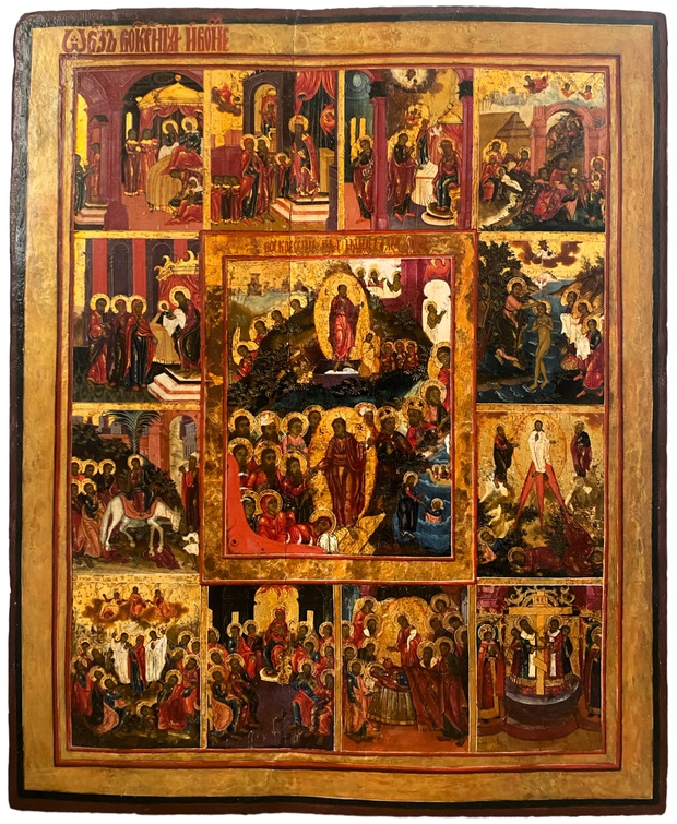 Икона праздники Воскресение Христово форматная 19 век