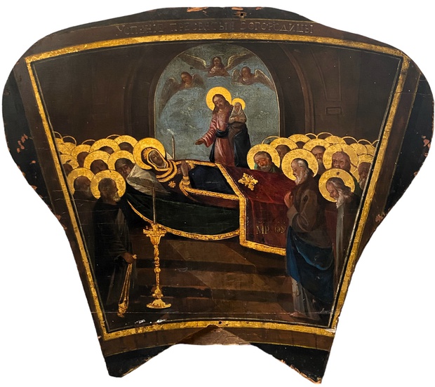 Икона Успение Пресвятой Богородицы форматная необычная 19 век