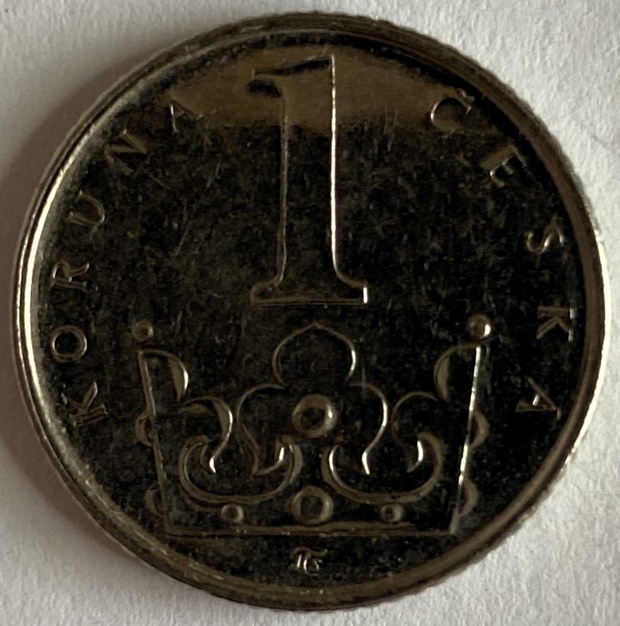Иностранная монета 1 крона Чехия 2015 год