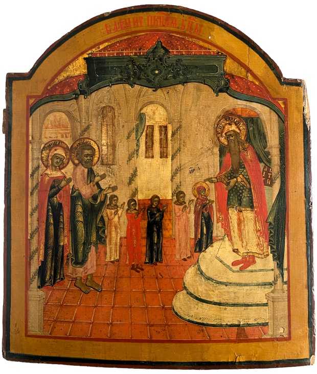 Икона Введение во храм пресвятой Богородицы Урал 19 век