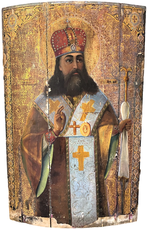 Большая храмовая икона святой Феодосий Архиепископ Черниговский 19 век