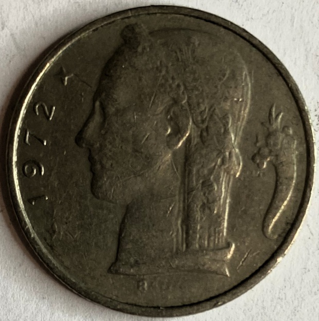 Иностранная монета 5 франков 1972 год Бельгия