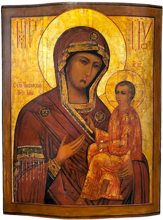 Храмовая икона Тихвинская Пресвятая Богородица 19 век