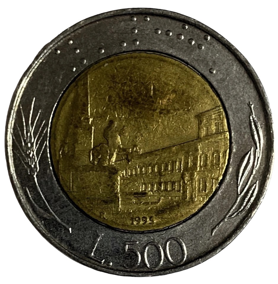 Иностранная монета 500 Лир Лира Италия 1995 год