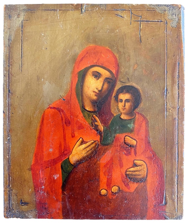 Икона мини Иверская Пресвятая Богородица 19 век