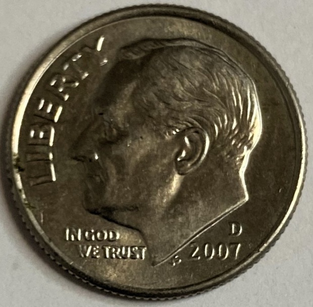 Иностранная монета США 10 центов 2007 год Америка