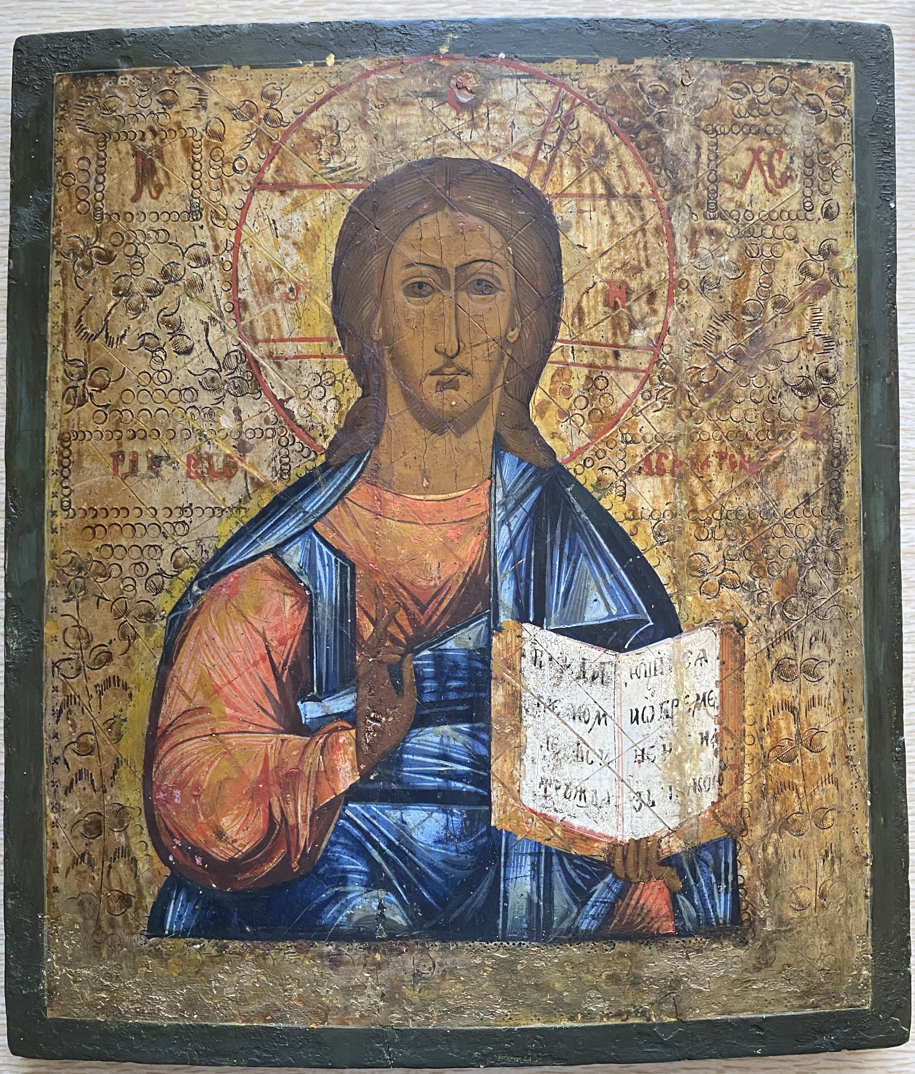 Антикварная Старинная икона Иисус Христос Господь Вседержитель 19 век  Урал