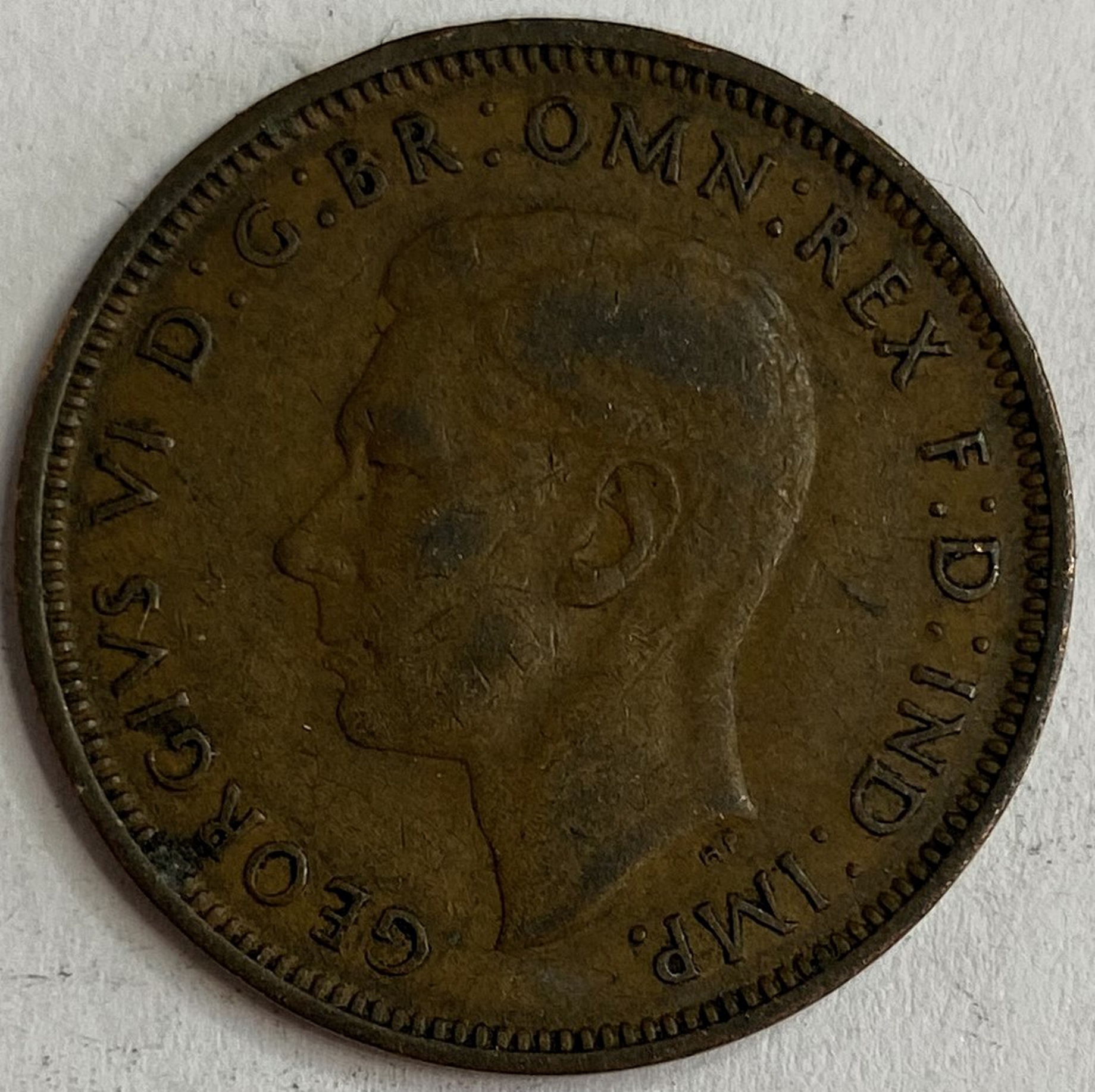 Иностранная монета 1/2 пенни Великобритания Георг 2