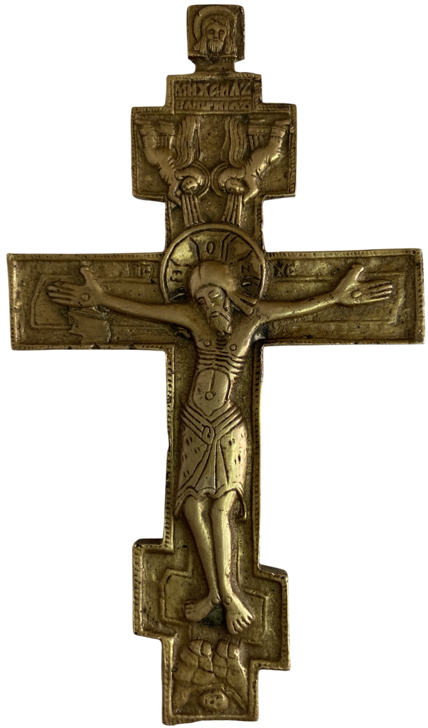 Киотный крест 19 век меднолитая пластика
