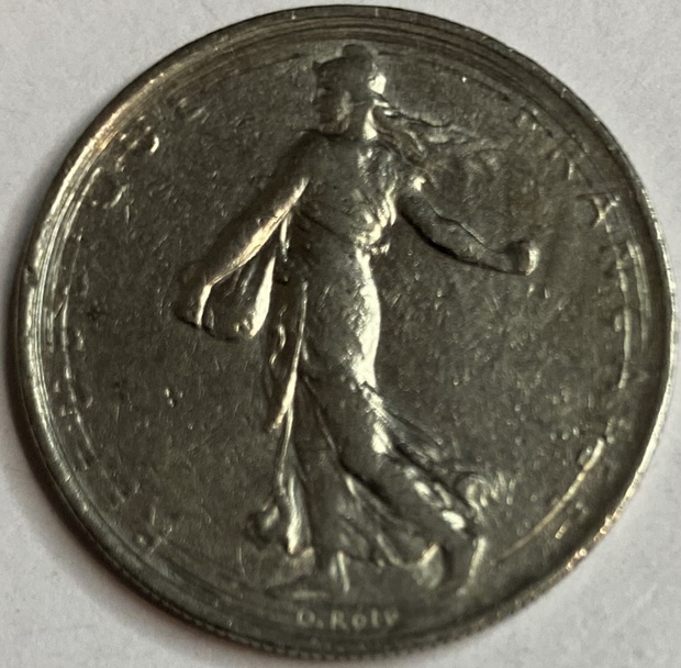 Иностранная монета 1 франк Франция 1969 год