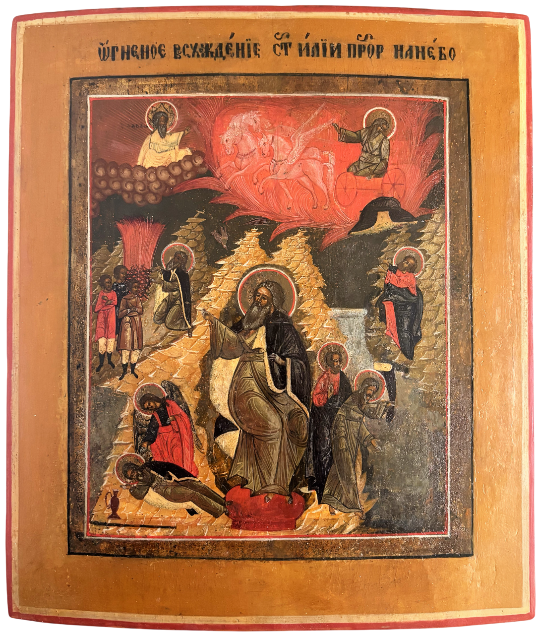 Икона 19 века Илья Пророк Огненное Восхождение