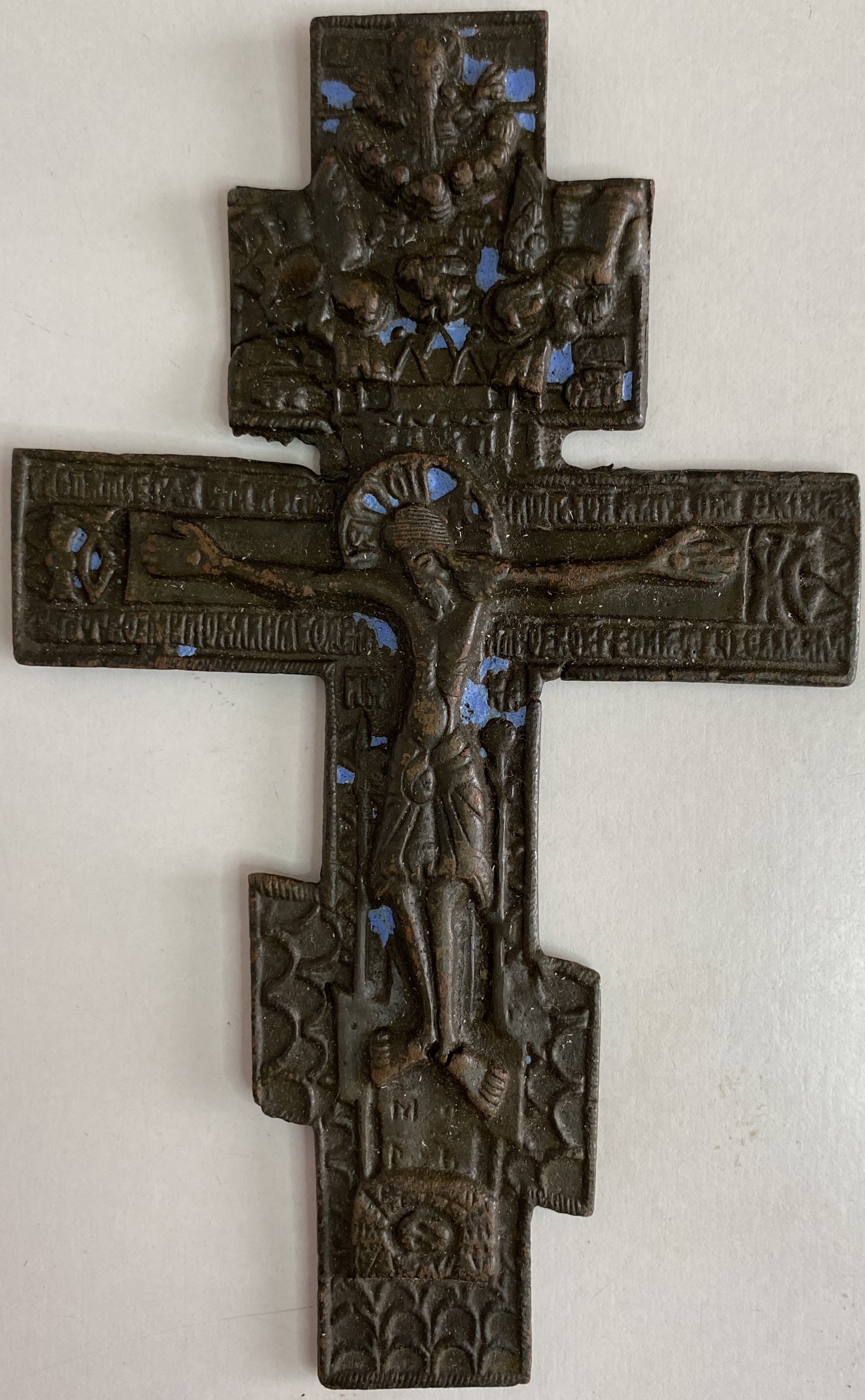 Крест распятие голубая эмаль старообрядческий 15,5 на 9,4 см 50 оригинал
