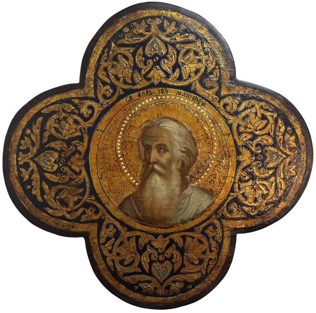 Икона тондо святой апостол и евангелист Матфей 19 век