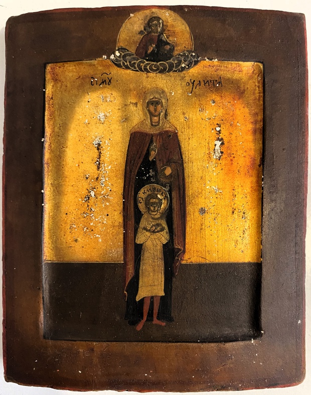 Старинная икона святые Кирик и Улита Покровители детей ковчег 19 век