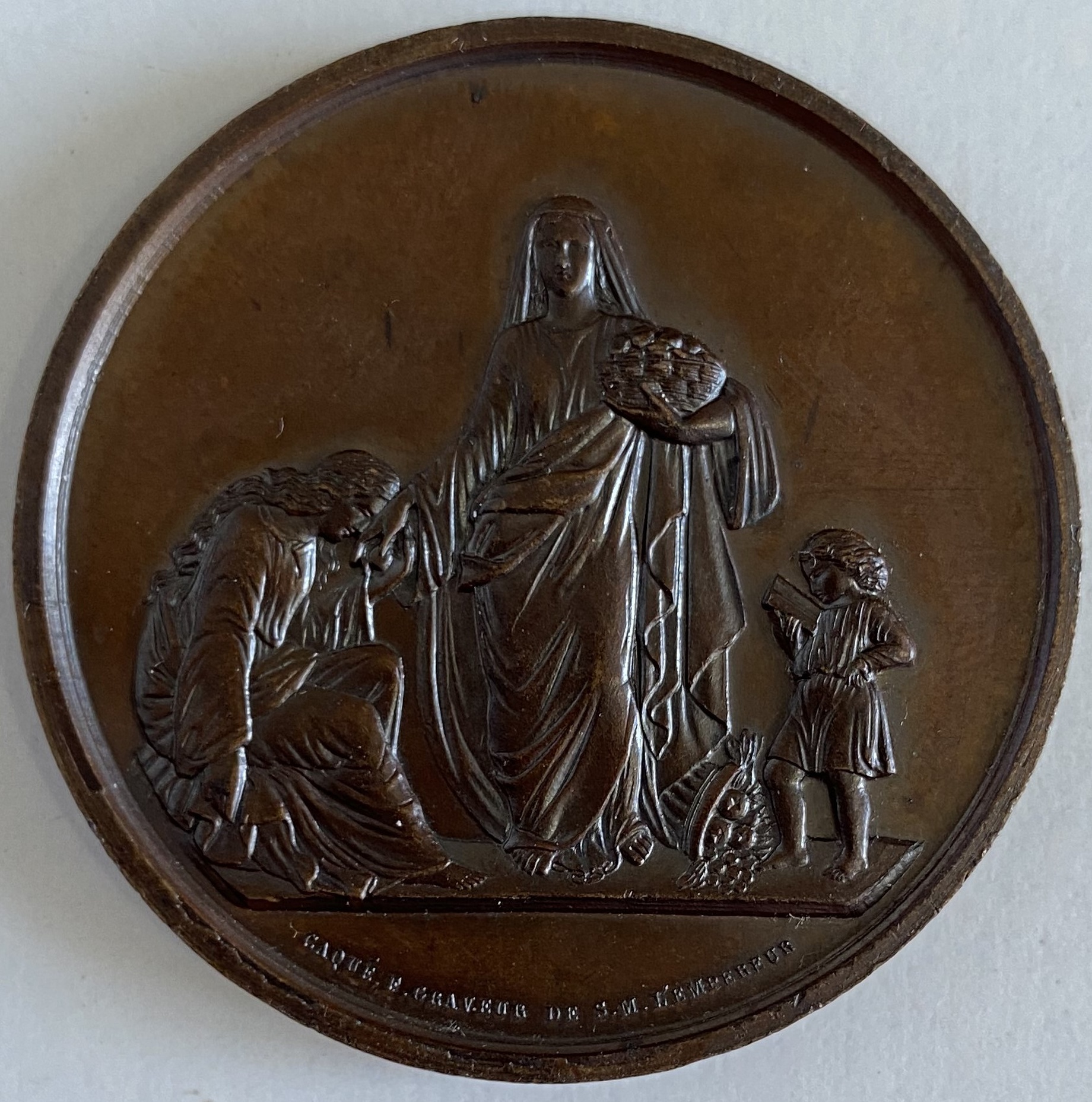 Медаль настольная Франция Французское благотворительное общество 19 век