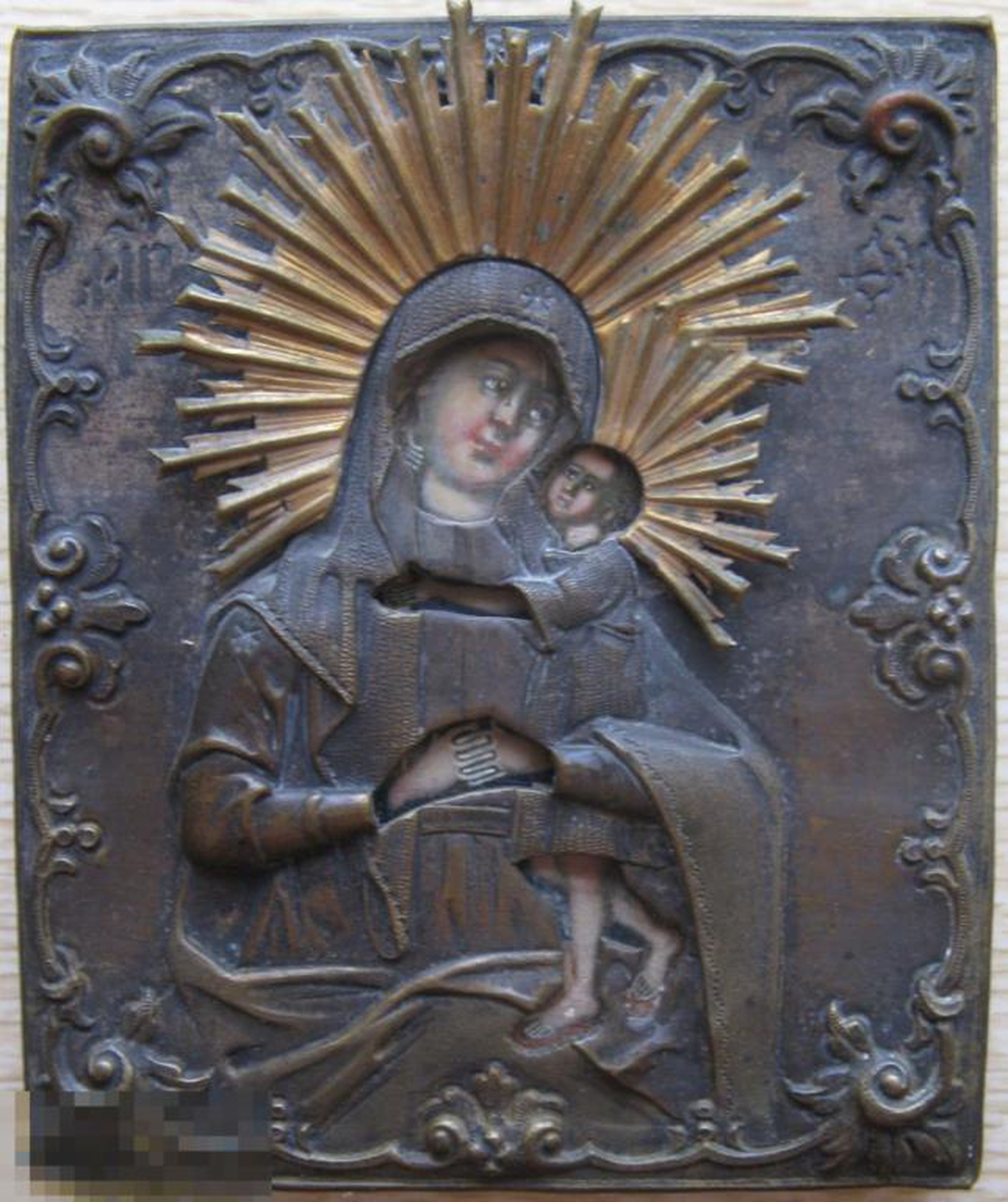 Антикварная икона Образ Взыскание Погибших Пресвятой Богородицы, Горбуновка 19 век
