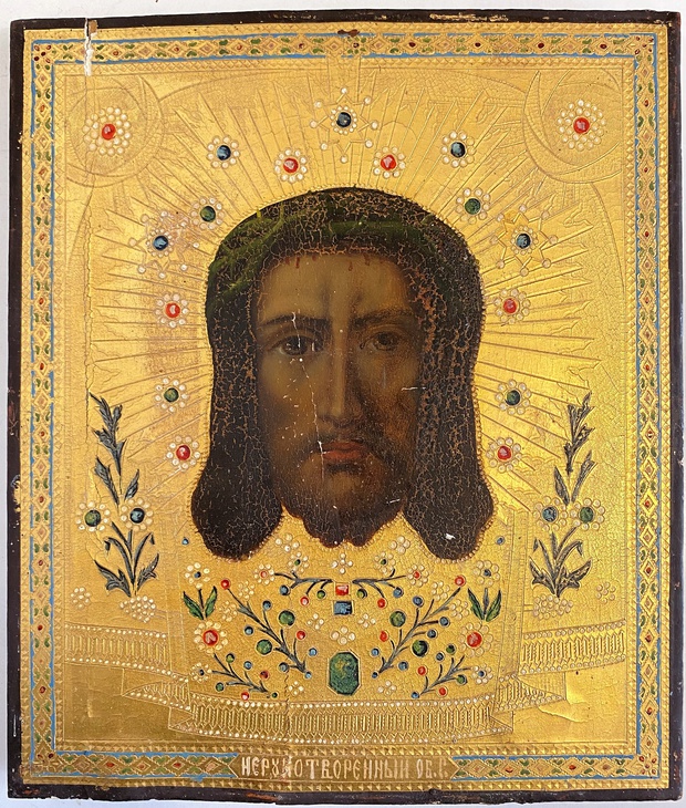 Икона Спас Нерукотворный Преображенский образ форматный 19 век