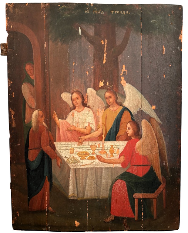 Икона Храмовая Троица Ветхозаветная 19 век