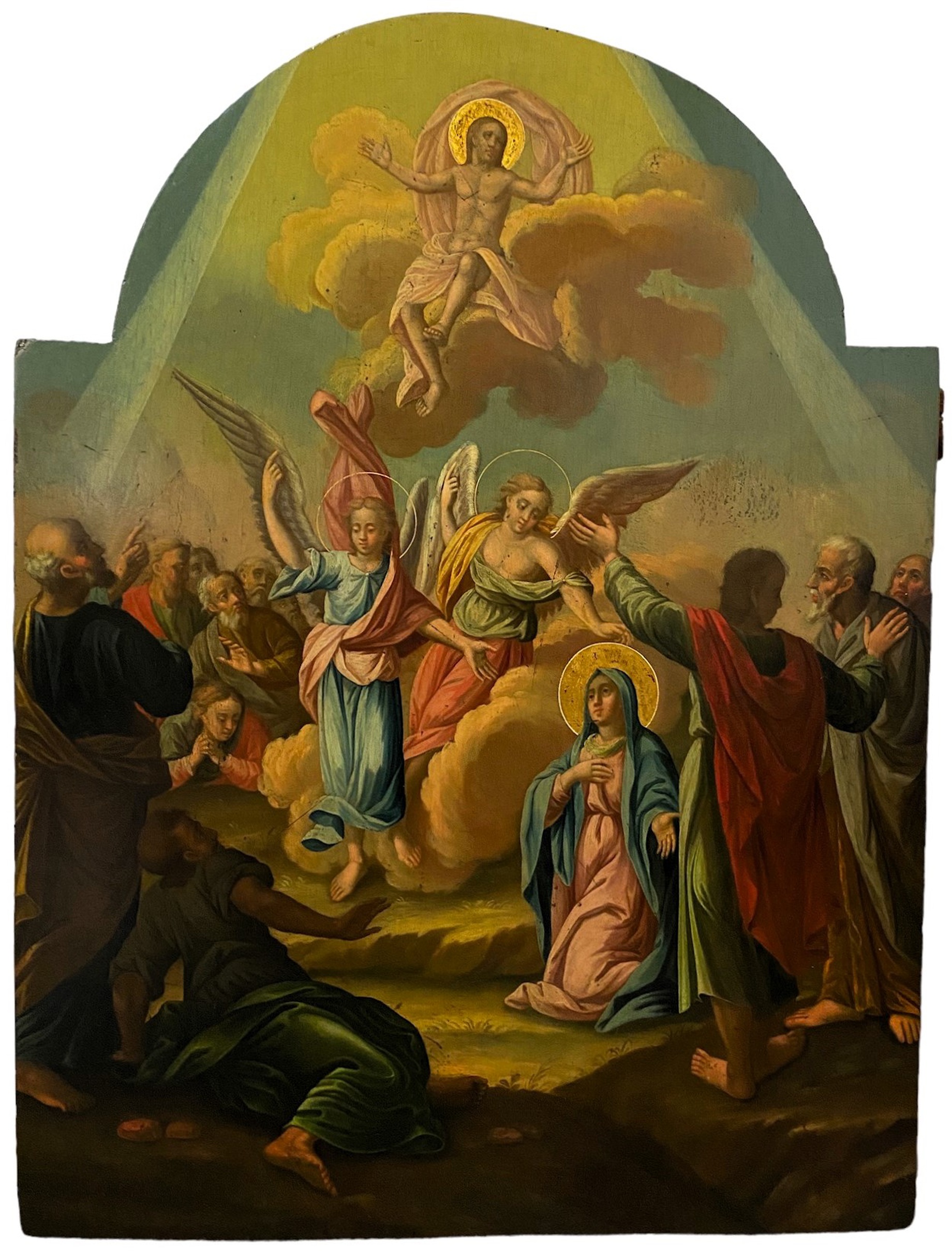 Старинная храмовая икона Вознесение Господне Академическая живопись 19 век
