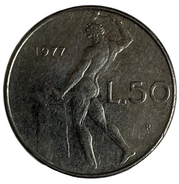 Иностранная монета 50 Лир 1977 год Лира Италия
