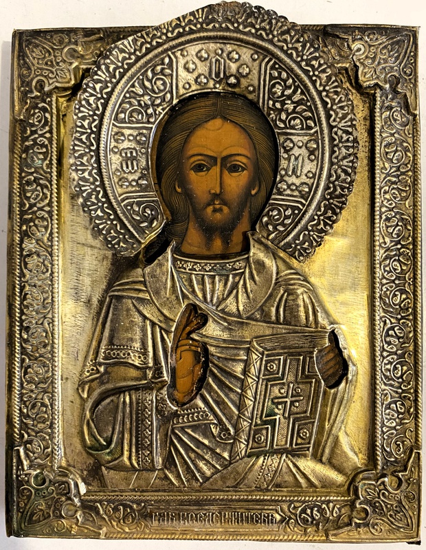 Икона старинная Иисус Господь Крестьянинов в Мстере 19 век