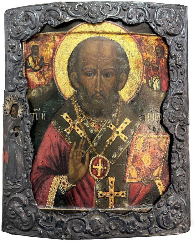 Икона святой Николай Чудотворец серебро 84 пробы 1857 год