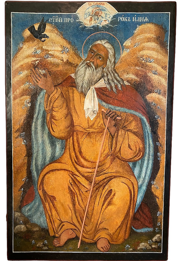 Икона храмовая Илья пророк в Пещере Русский Север 18 век