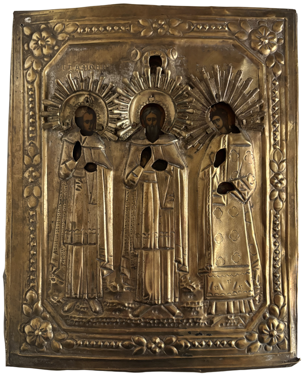 Икона покровители семейных ценностей Гурий Самон и Авив 19 век