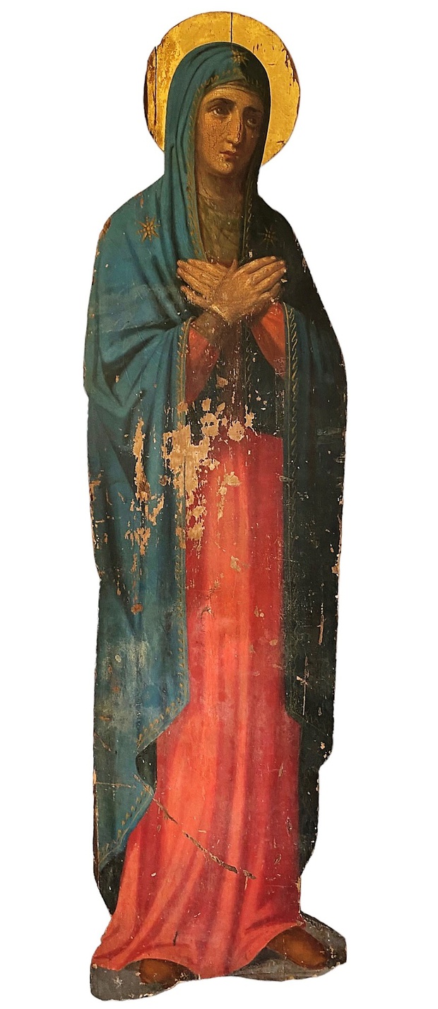 Икона храмовая Богородица предстоящая из сцены распятие 18 век