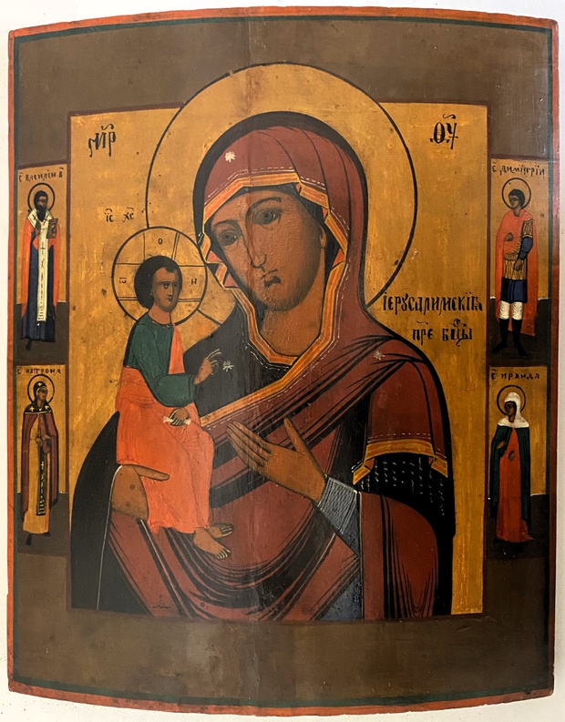 Старинная икона Иерусалимская Богородица 19 век