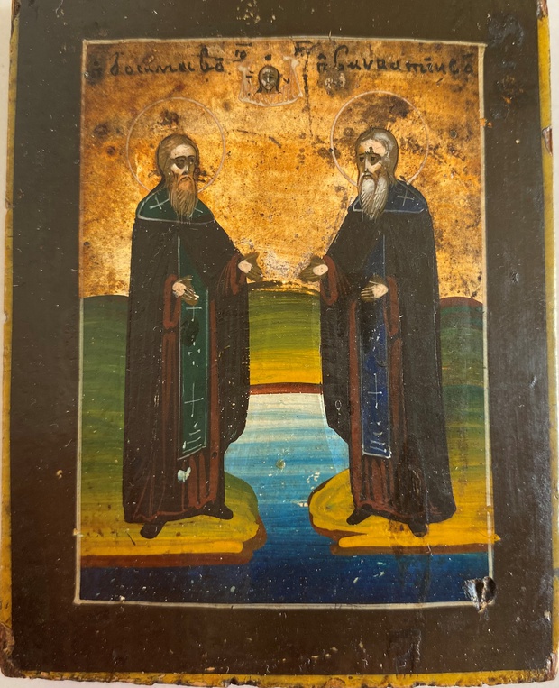 Икона Зосима и Савватий соловецкие чудотворцы 19 век