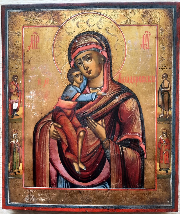 Антикварная старинная икона Феодоровская Пресвятая Богородица школа Ветка ! Редкость 19 век