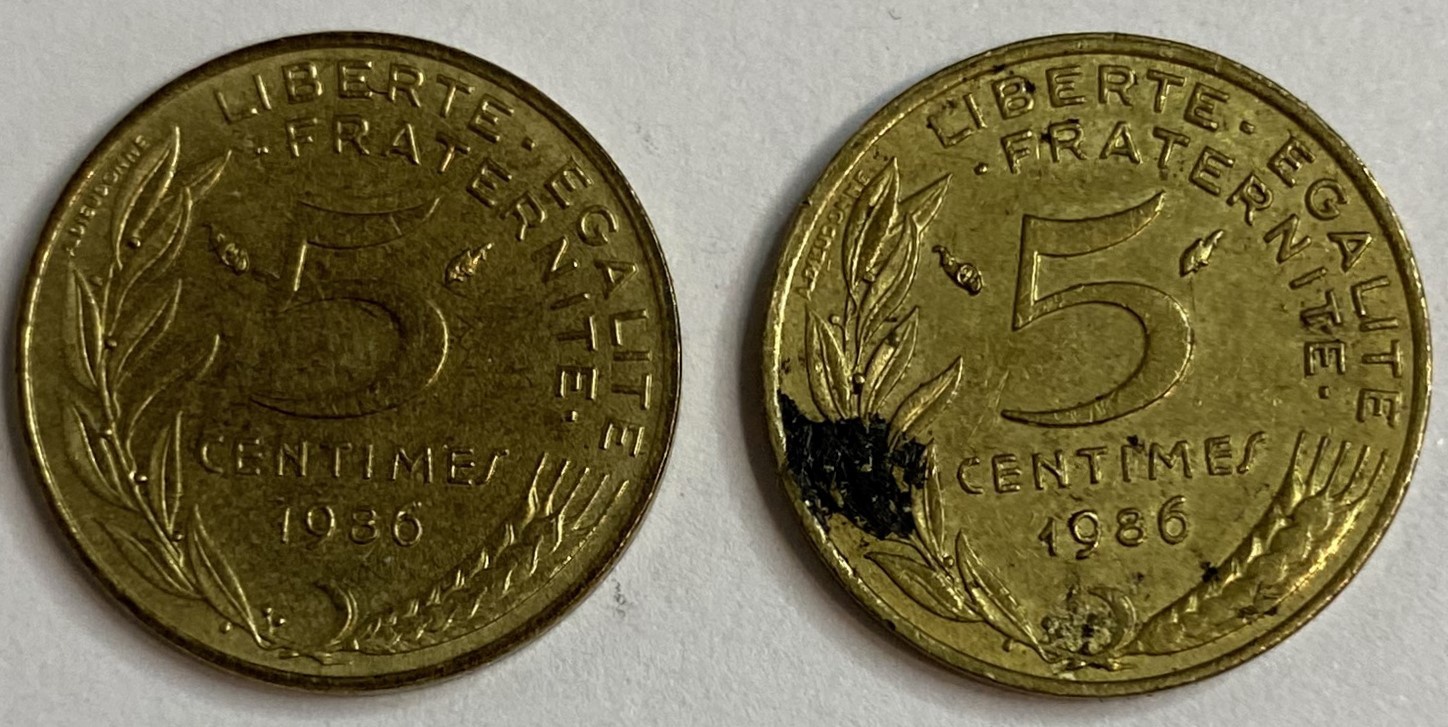 Иностранная монета Франция 5 сантимов 1986 год