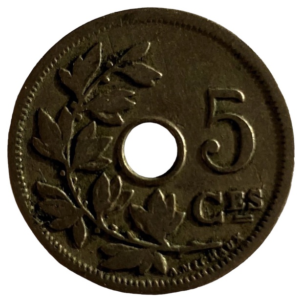 Иностранная монета Бельгия 5 сантимов 1902 год