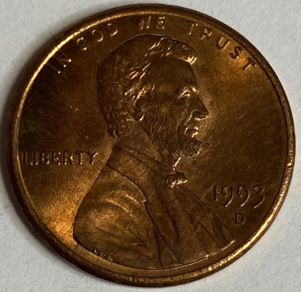 Иностранная монета США 1 цент 1993 год Америка