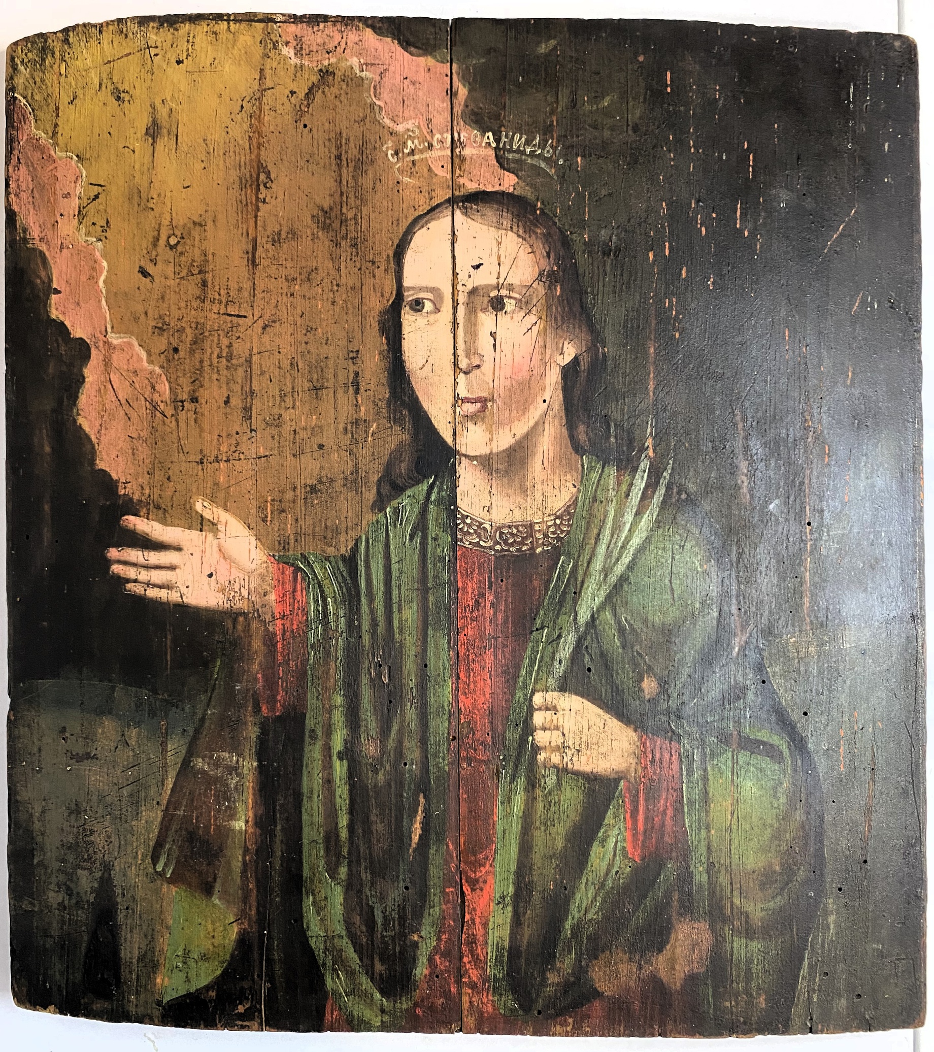 Икона старинная антикварная святая Стефанида Дамасская 19 век