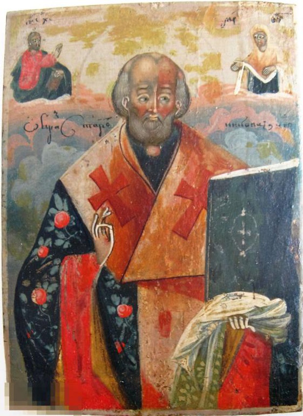Антикварная Икона Святой Николай Чудотворец Зимний 19 век первая половина, Холуй - Горбуновка