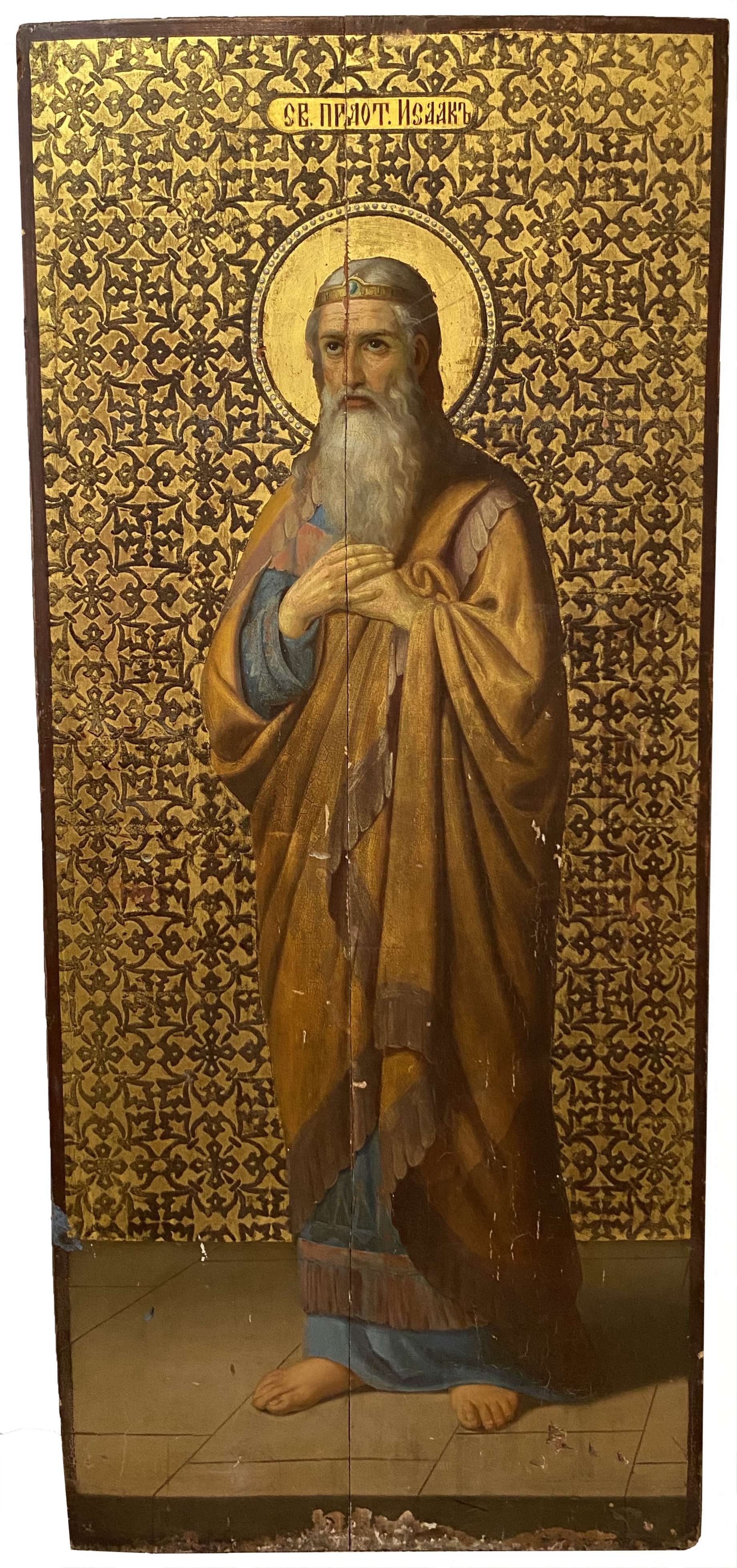 Старинная Храмовая икона святой праотец Исаак 19 век