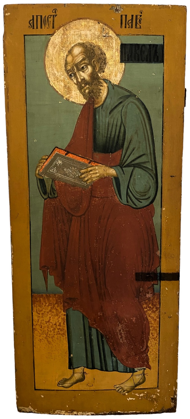 Антикварная храмовая икона святой Апостол Павел 18 век