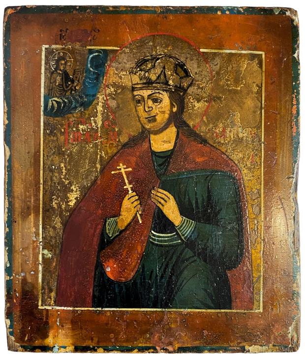 Антикварная икона святая Екатерина 19 век