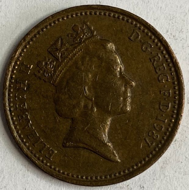 Иностранная монета 1 пенни 1987 год Великобритания
