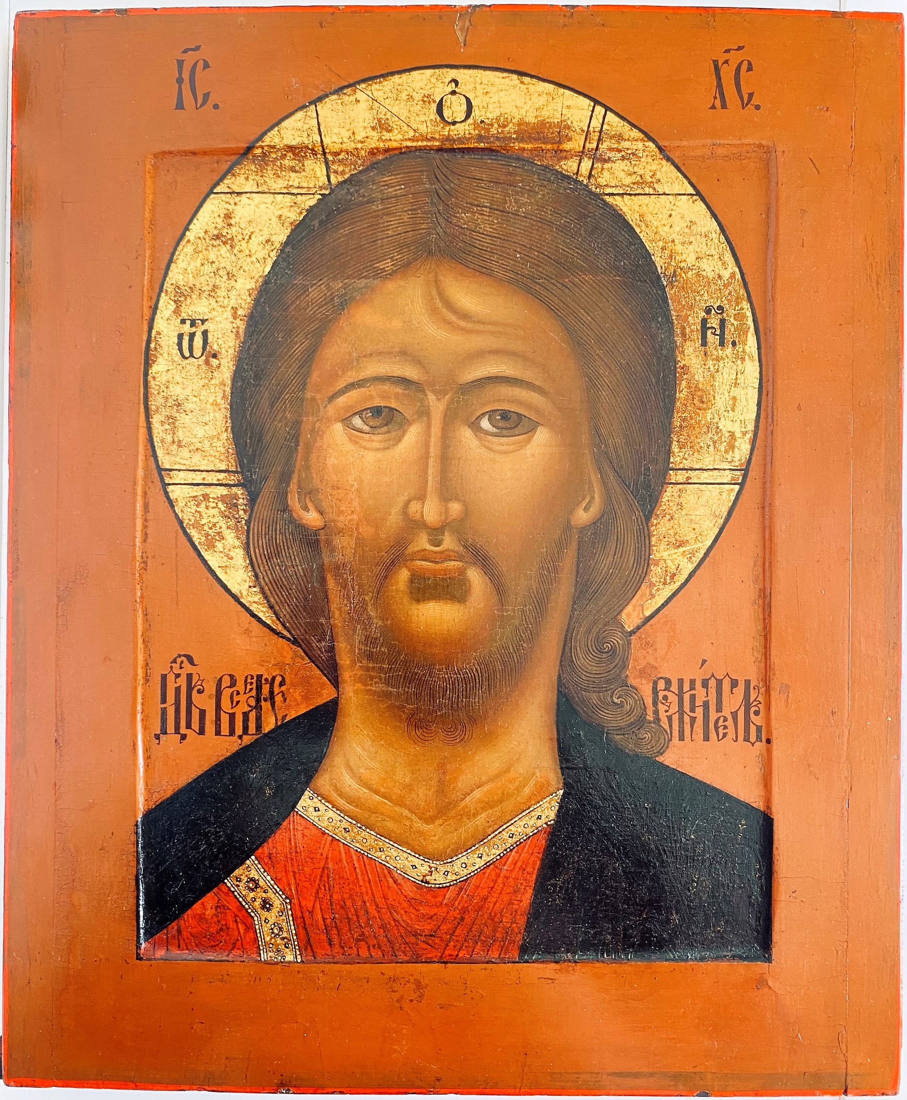 Антикварная икона Спас оплечный образ Господа 18 век