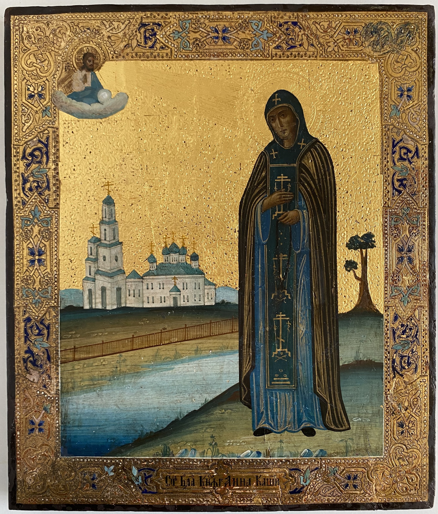 Икона старинная святая княгиня Анна Кашинская 19 век