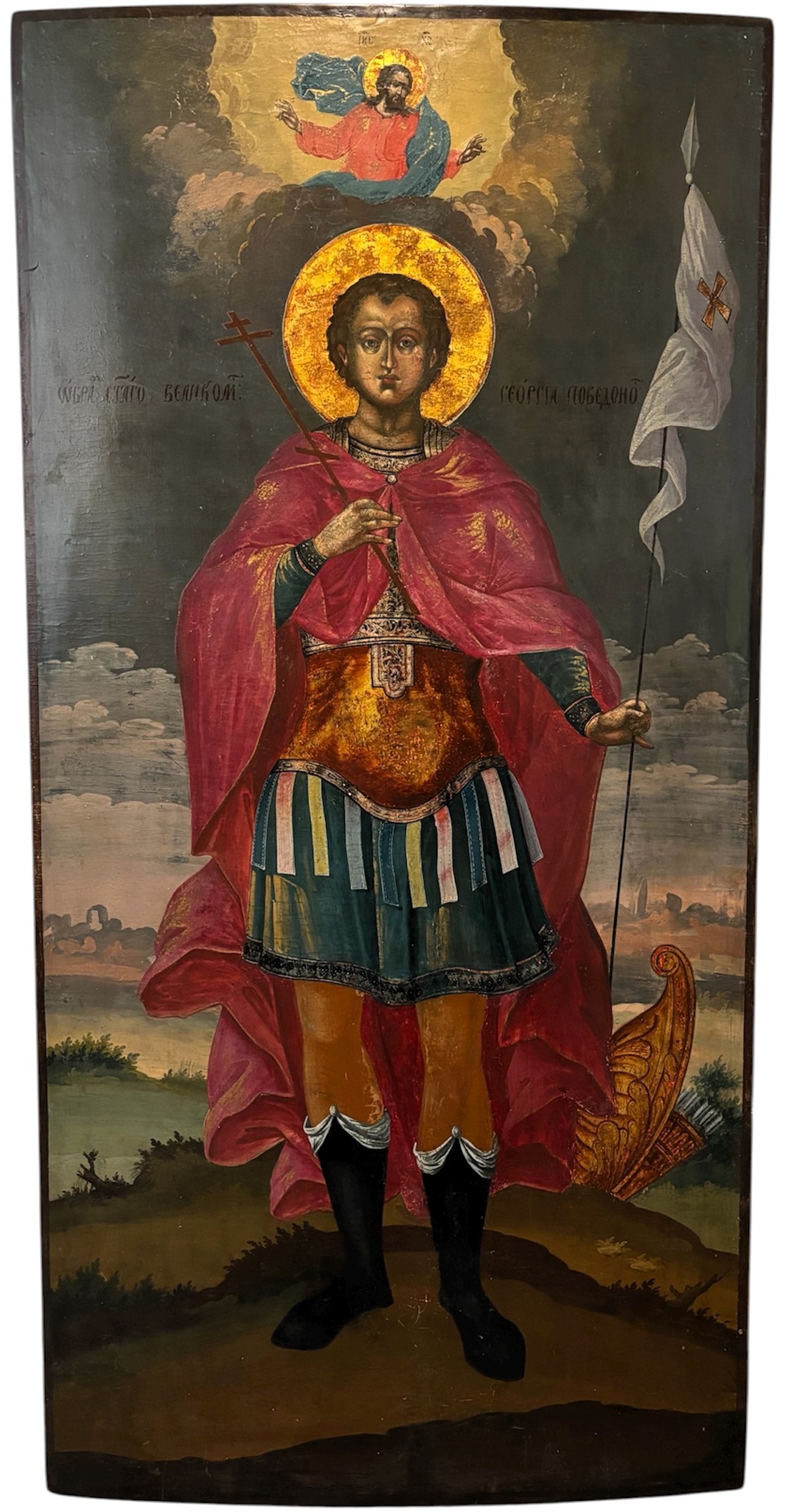 Икона Храмовая святой Георгий Победоносец - 19 век