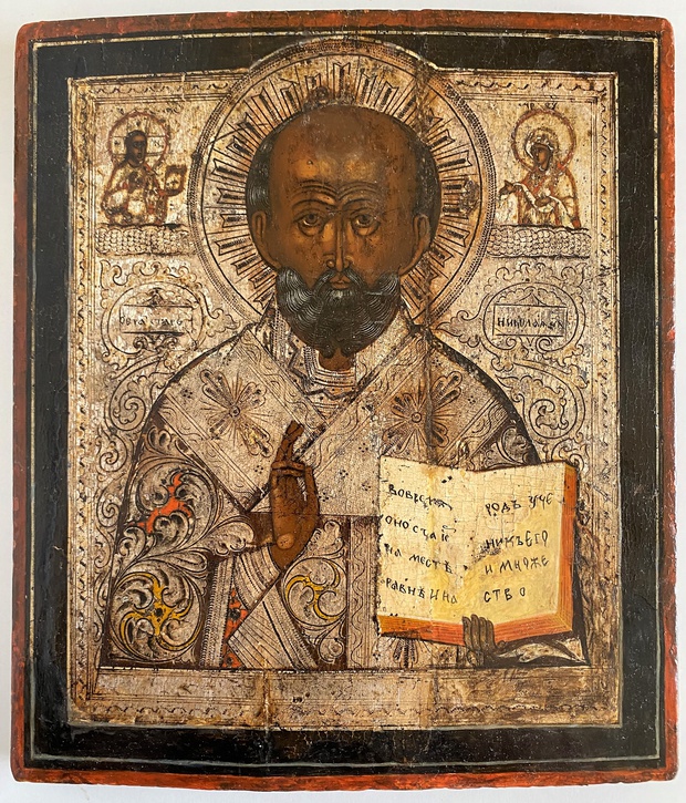Икона святой Николай - классический Холуй 19 век