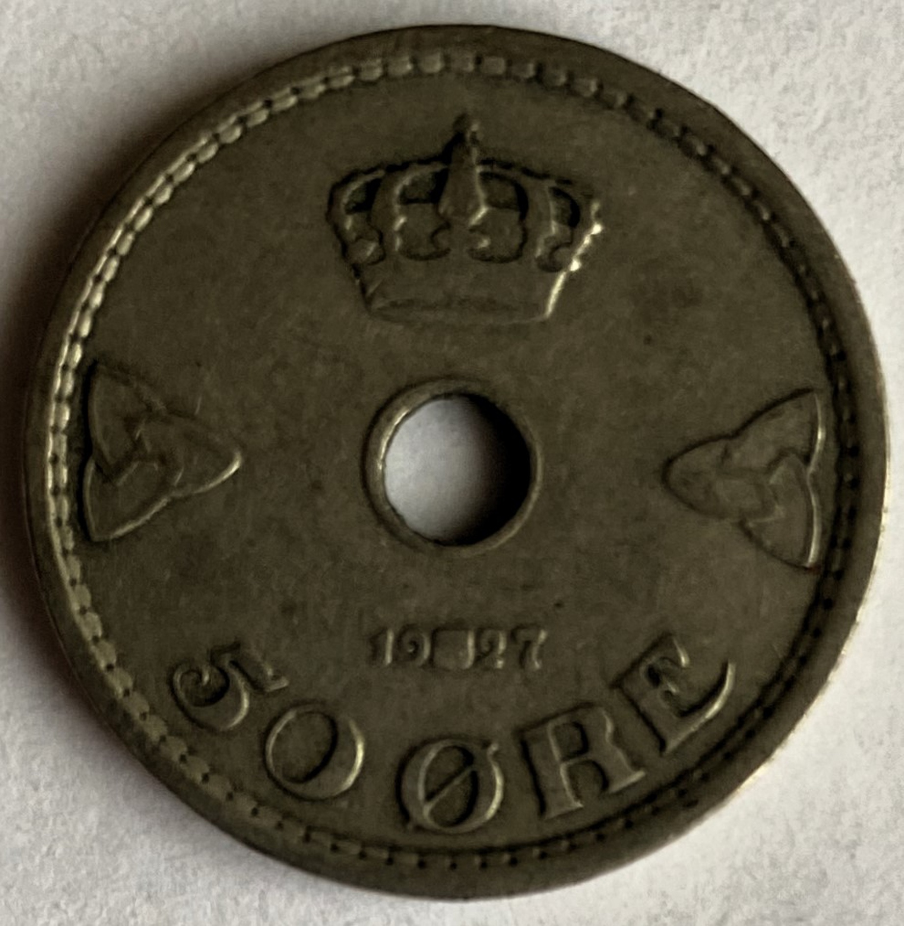 Иностранная монета 50 Оре 1927 год Норвегия