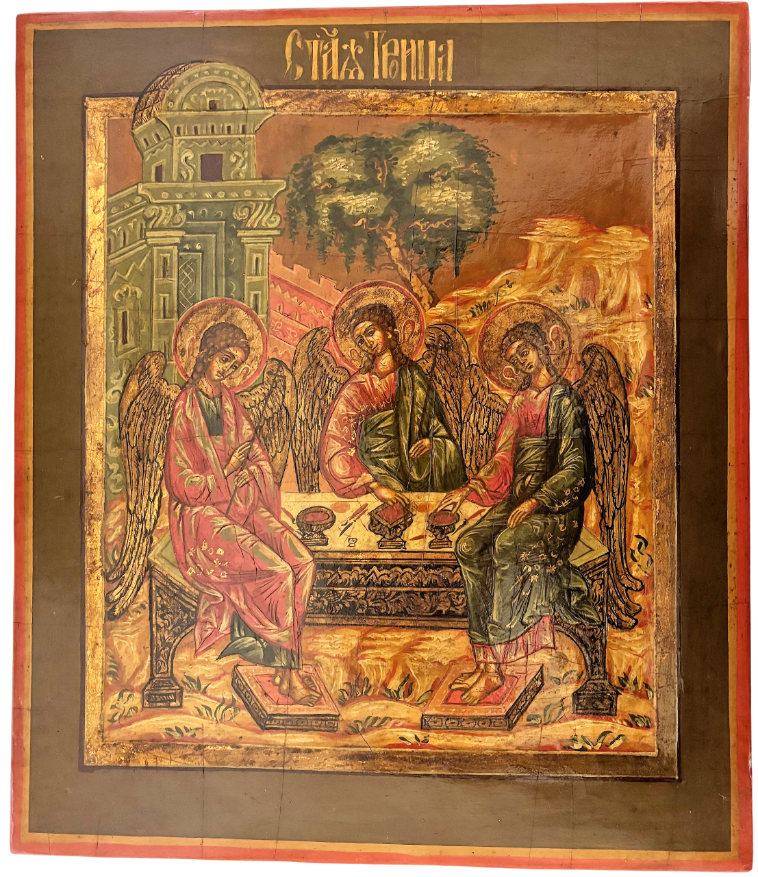 Икона Троица Ветхозаветная 19 век